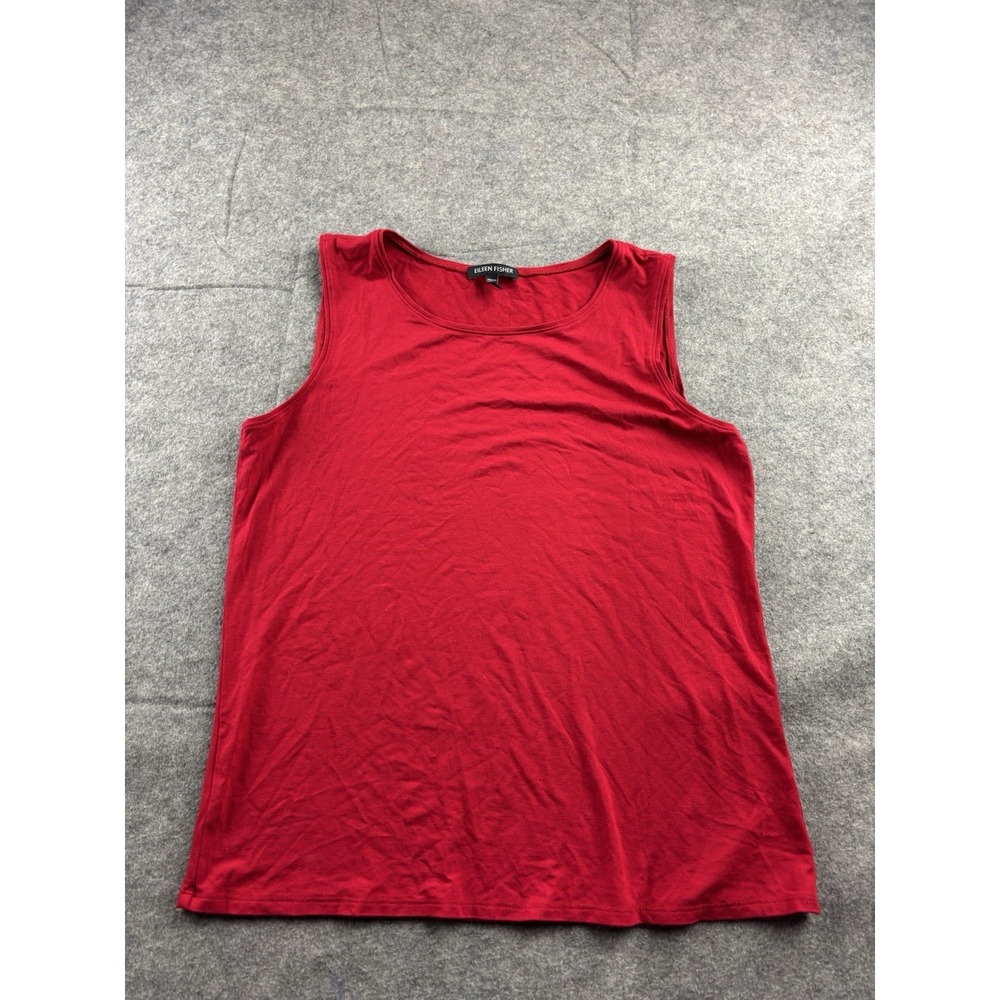 Eileen Fisher Red Jersey Tank Top Lightweight Stretch Minimalist Capsule Women S